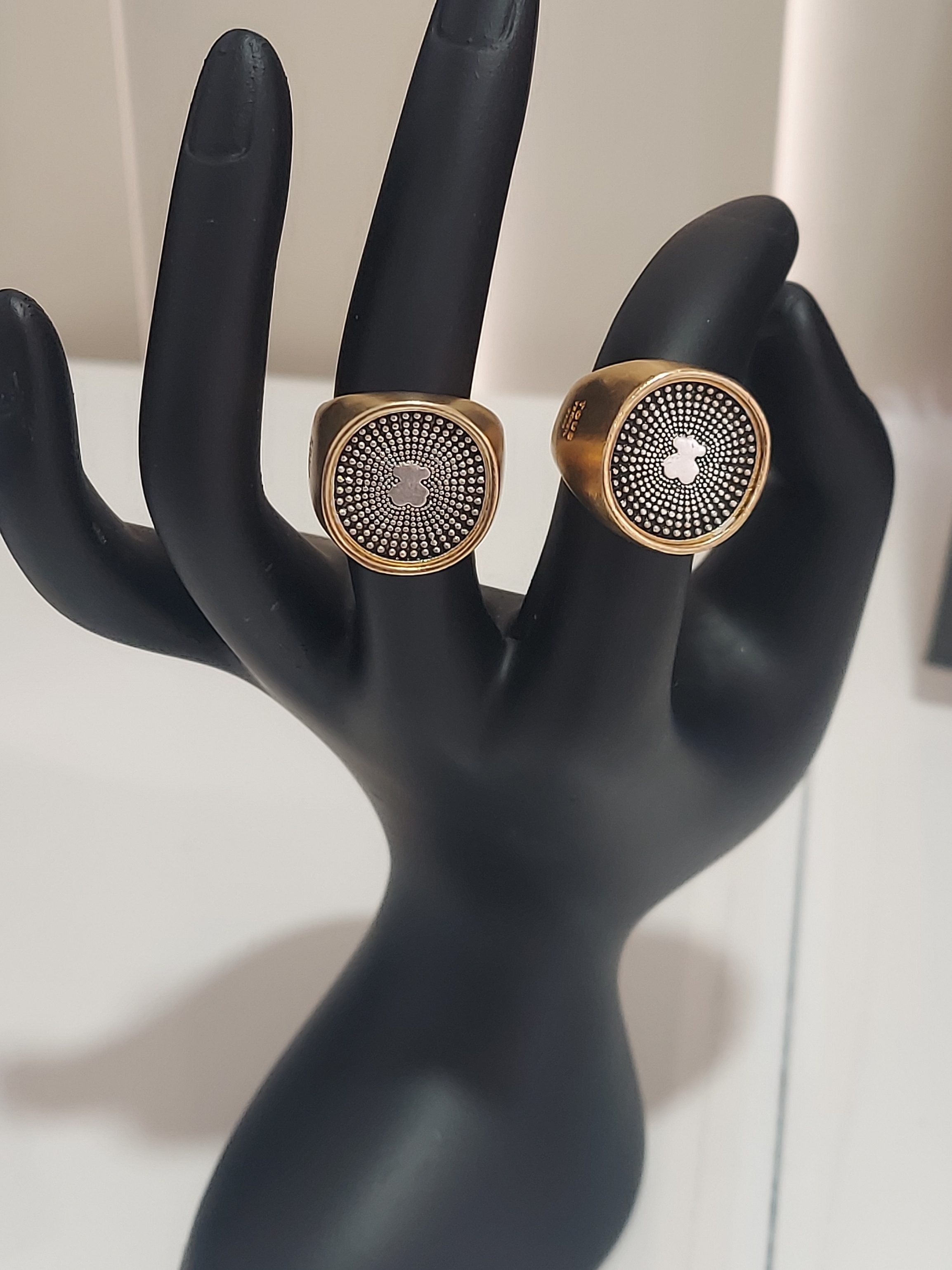 Gold-Tone Black Center Signet Ring - Women's Fashion Jewelry